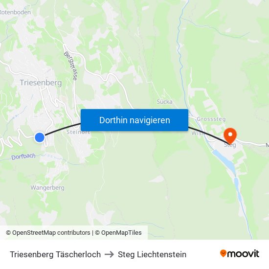 Triesenberg Täscherloch to Steg Liechtenstein map