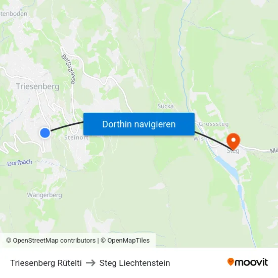 Triesenberg Rütelti to Steg Liechtenstein map