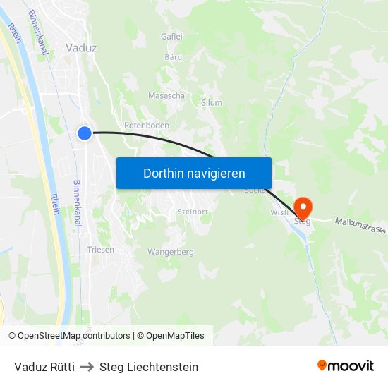 Vaduz Rütti to Steg Liechtenstein map