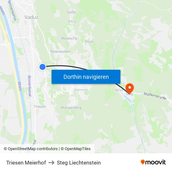Triesen Meierhof to Steg Liechtenstein map