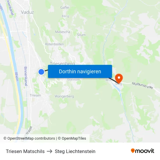 Triesen Matschils to Steg Liechtenstein map