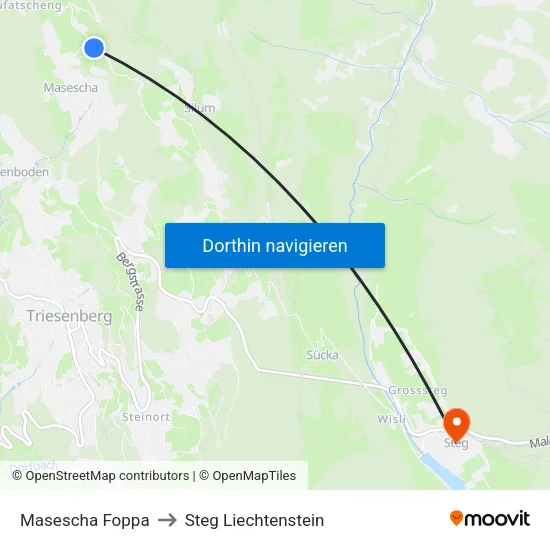 Masescha Foppa to Steg Liechtenstein map
