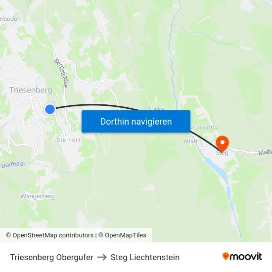 Triesenberg Obergufer to Steg Liechtenstein map