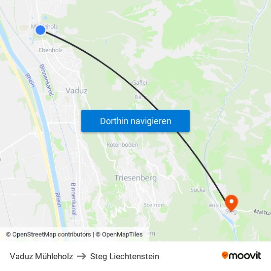 Vaduz Mühleholz to Steg Liechtenstein map