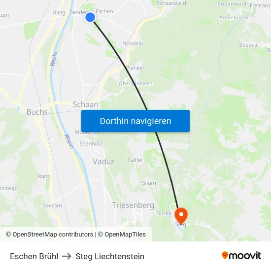 Eschen Brühl to Steg Liechtenstein map