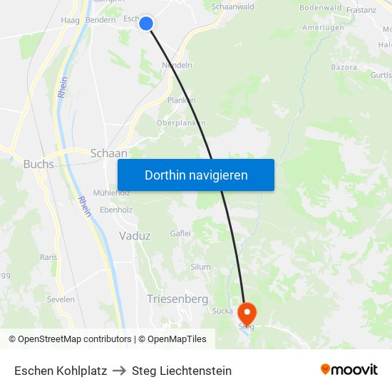 Eschen Kohlplatz to Steg Liechtenstein map