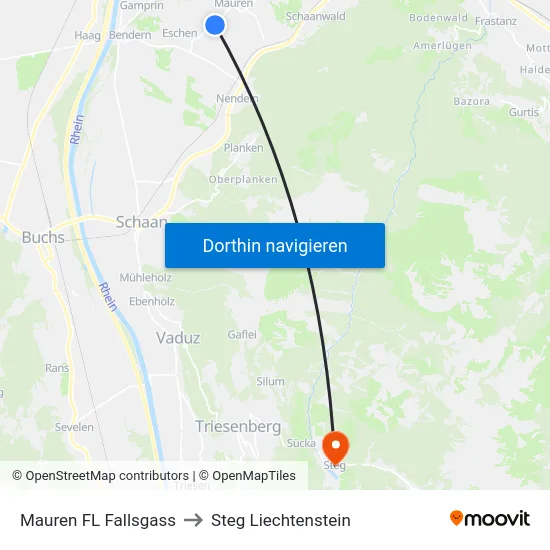 Mauren FL Fallsgass to Steg Liechtenstein map