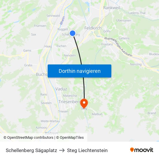 Schellenberg Sägaplatz to Steg Liechtenstein map