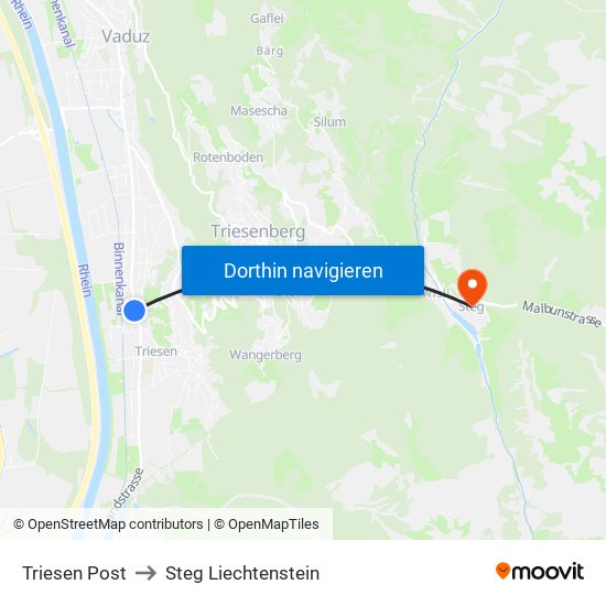 Triesen Post to Steg Liechtenstein map