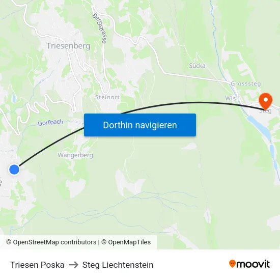Triesen Poska to Steg Liechtenstein map