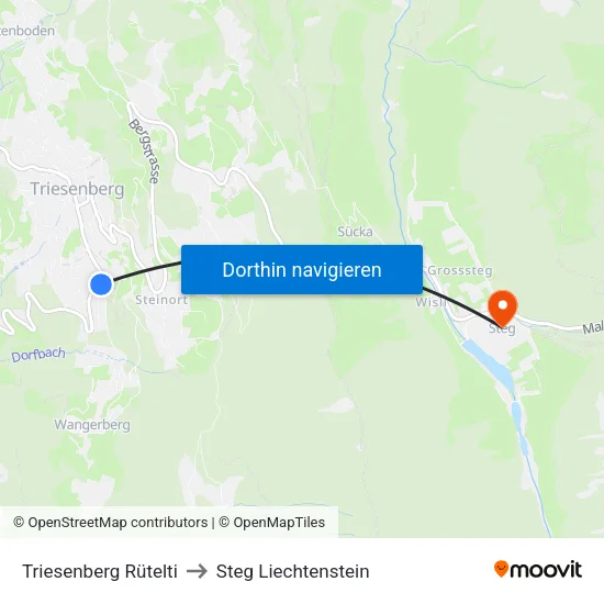 Triesenberg Rütelti to Steg Liechtenstein map