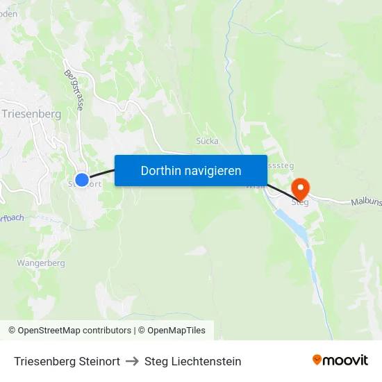 Triesenberg Steinort to Steg Liechtenstein map