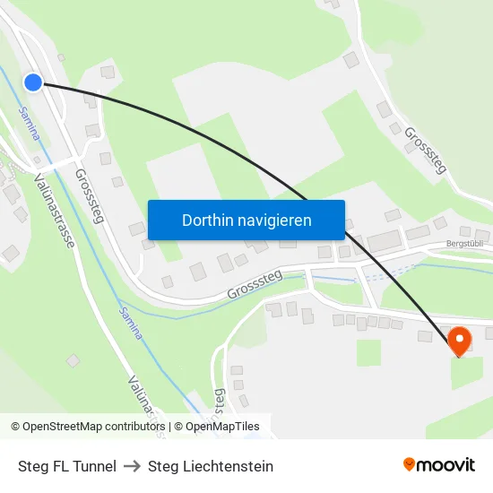 Steg FL Tunnel to Steg Liechtenstein map