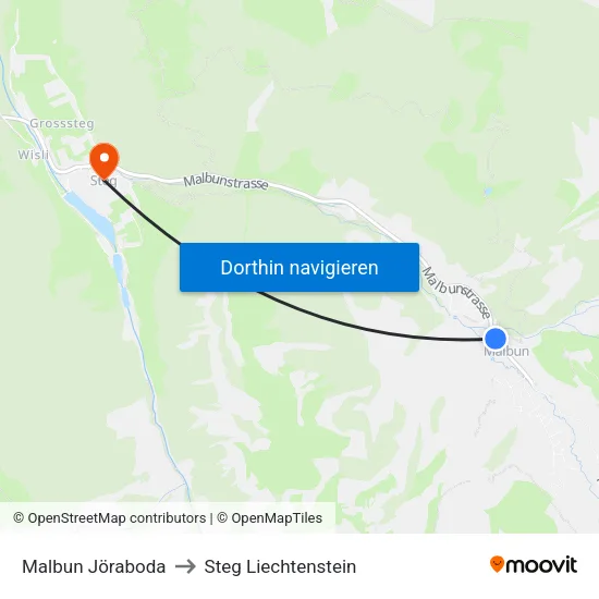 Malbun Jöraboda to Steg Liechtenstein map