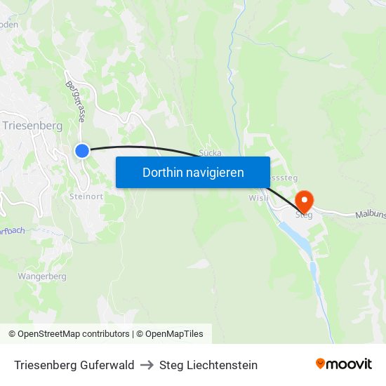 Triesenberg Guferwald to Steg Liechtenstein map