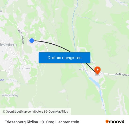 Triesenberg Rizlina to Steg Liechtenstein map