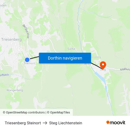 Triesenberg Steinort to Steg Liechtenstein map