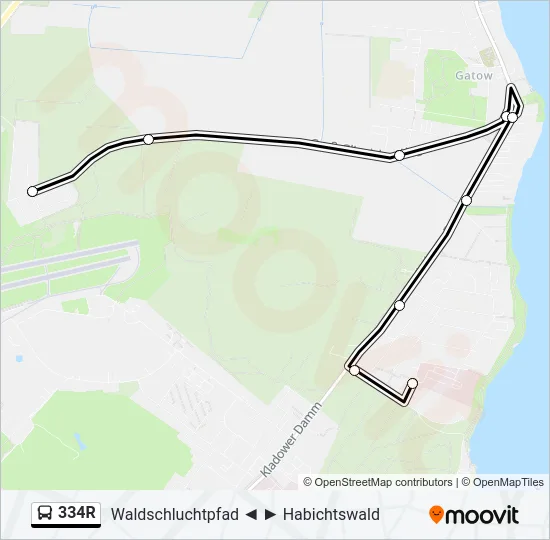 334R Bus Line Map