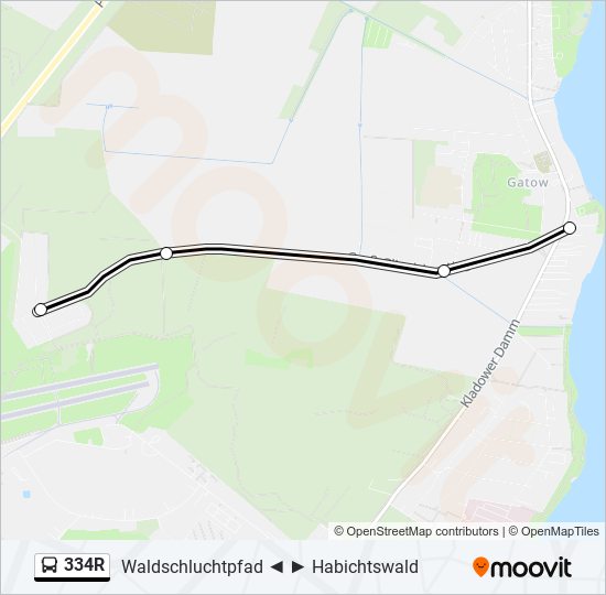 334R bus Line Map