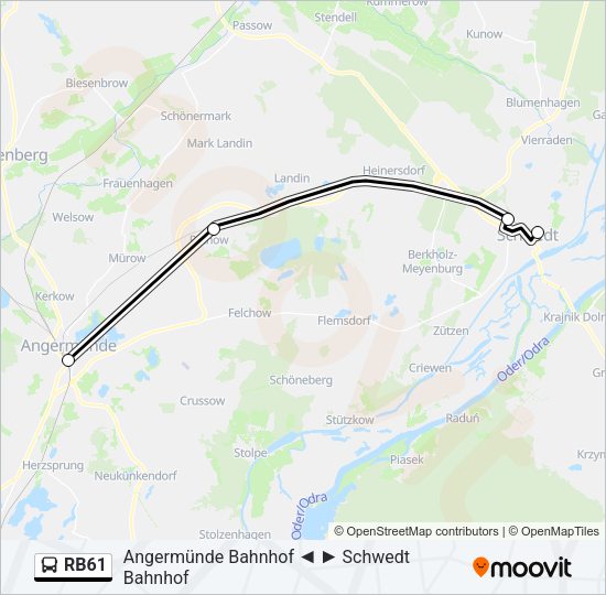 Автобус RB61: карта маршрута