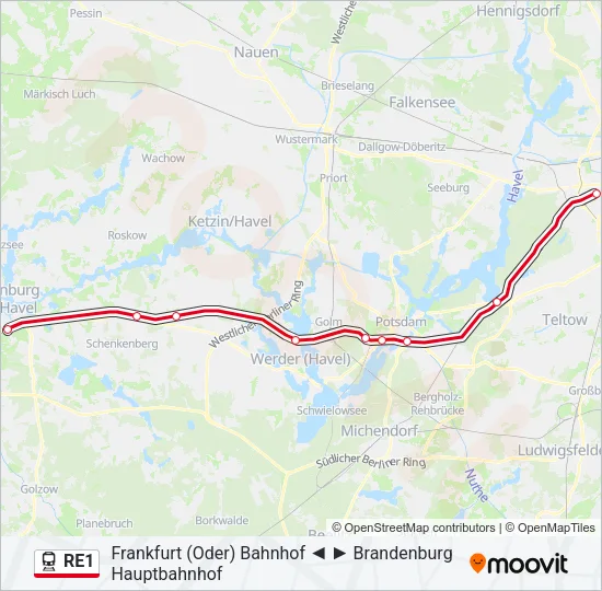 Bahnlinie RE1 Karte
