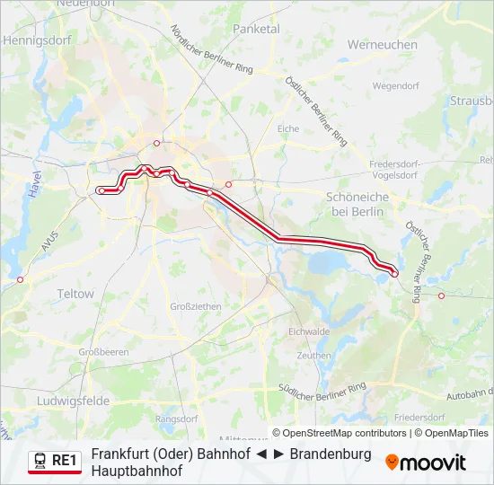 Bahnlinie RE1 Karte