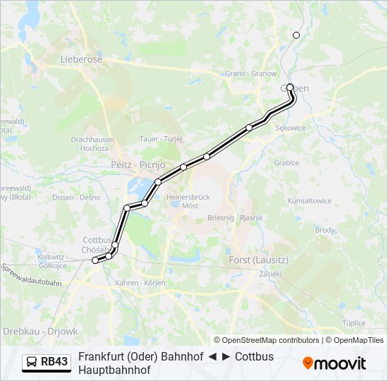 RB43 bus Line Map
