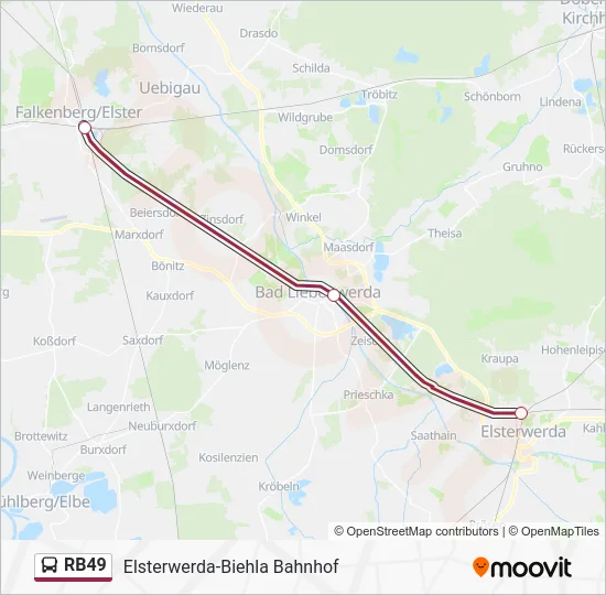 Автобус RB49: карта маршрута