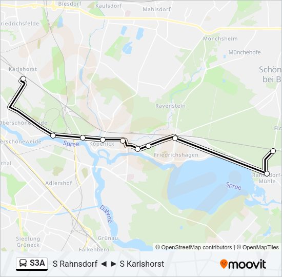 Автобус S3A: карта маршрута