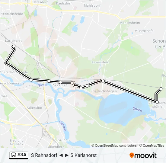 Автобус S3A: карта маршрута
