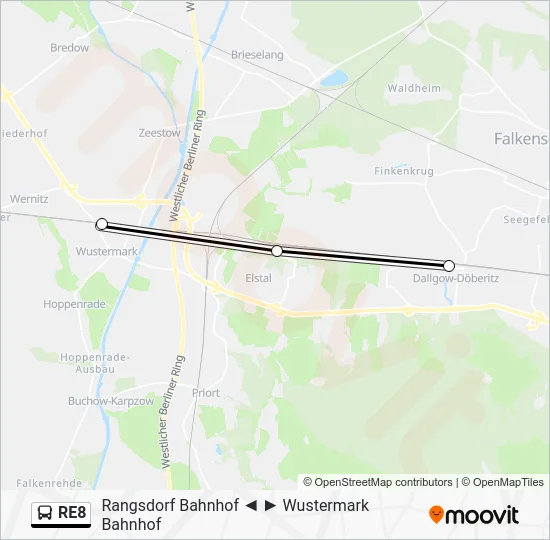 Автобус RE8: карта маршрута