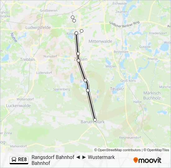 Автобус RE8: карта маршрута