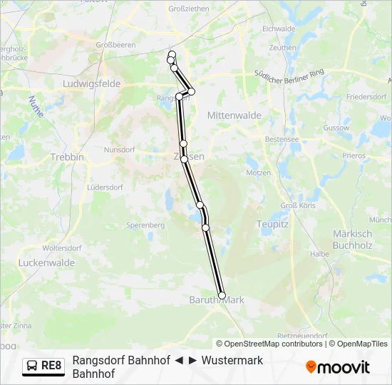 Автобус RE8: карта маршрута