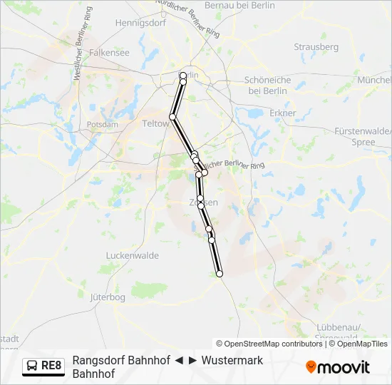Автобус RE8: карта маршрута