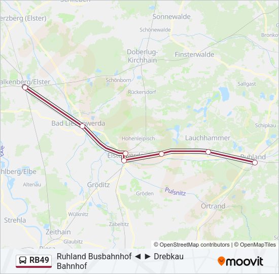 Автобус RB49: карта маршрута