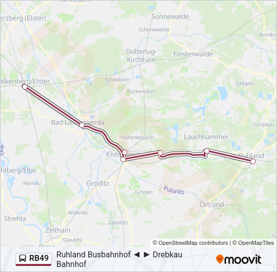 Автобус RB49: карта маршрута