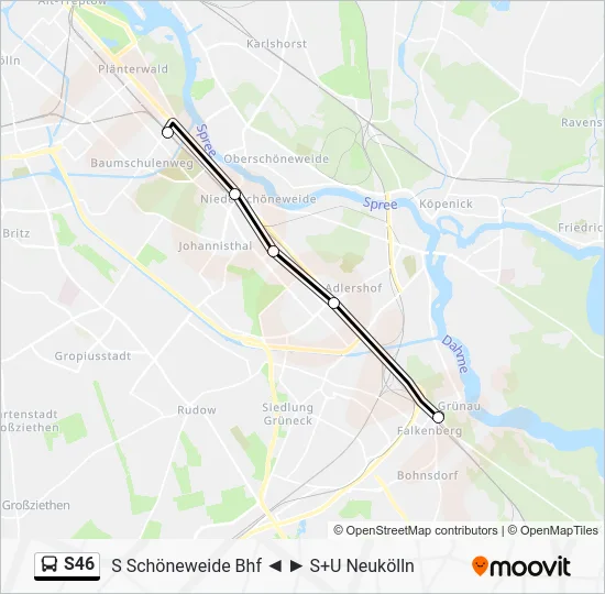 Автобус S46: карта маршрута