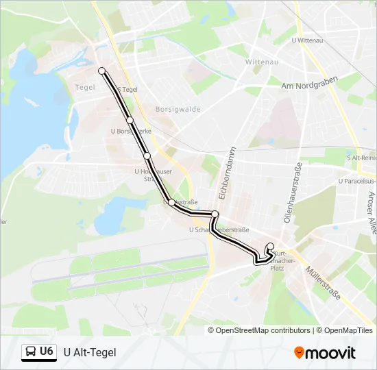 U6 Bus Line Map