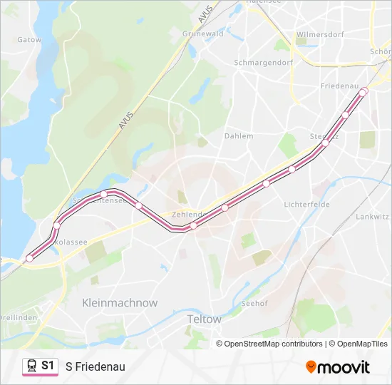 Bahnlinie S1 Karte