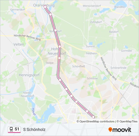 Поезд S1: карта маршрута