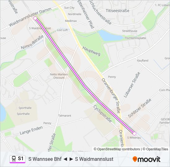 S1 train Line Map