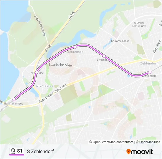 Поезд S1: карта маршрута
