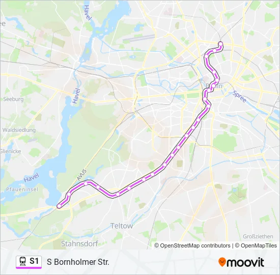 Поезд S1: карта маршрута