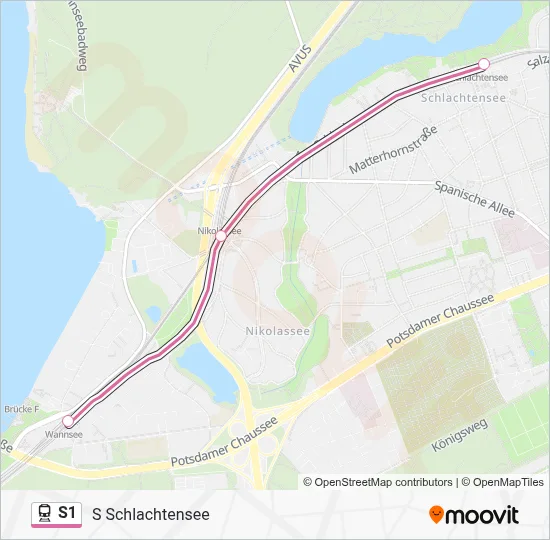 Bahnlinie S1 Karte