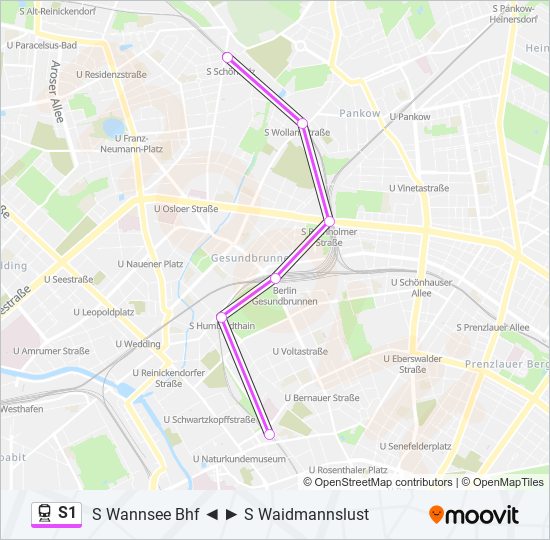 S1 train Line Map