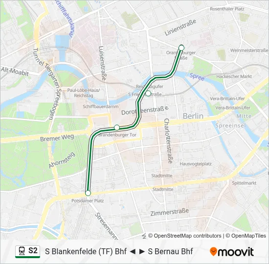 Bahnlinie S2 Karte