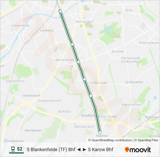 Bahnlinie S2 Karte