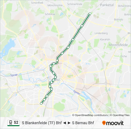 Bahnlinie S2 Karte