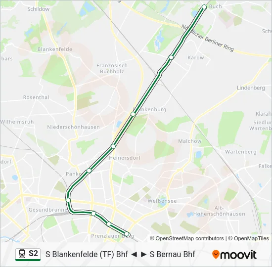 Поезд S2: карта маршрута