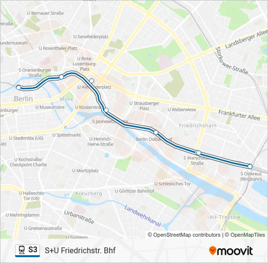 Поезд S3: карта маршрута